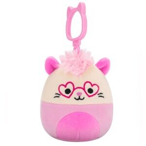 Squishmallow 3.5 Inch Chambless the Pink Opossum Valentine Plush Clip #4